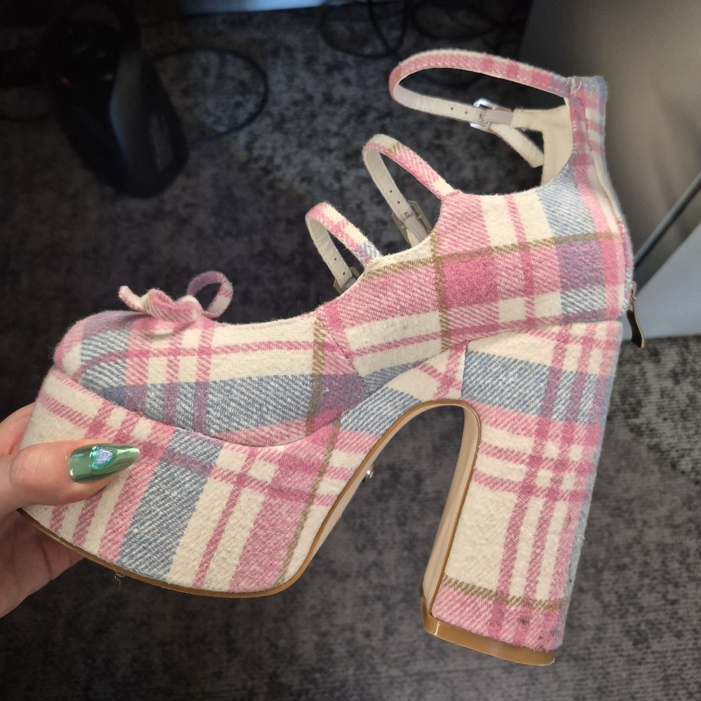 Plaid Platform Heels